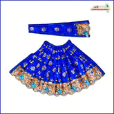 Blended Thread Lace Work Dark Blue Lehenga Patka